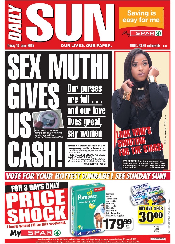 Sex Muthi Gives Us Cash Daily Sun News And Analysis Politicsweb