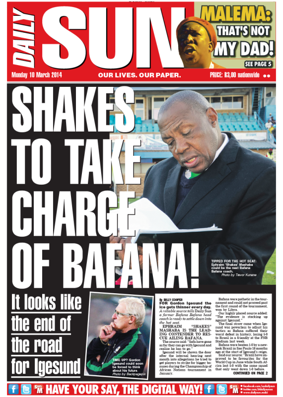 Shakes To Take Charge Of Bafana It Looks Like The End Of The Road For